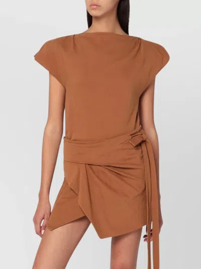 Isabel Marant Asymmetrical Sebani T-shirt In Caramel Colour In Brown