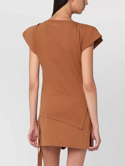 Isabel Marant Asymmetrical Sebani T-shirt In Caramel Colour In Brown