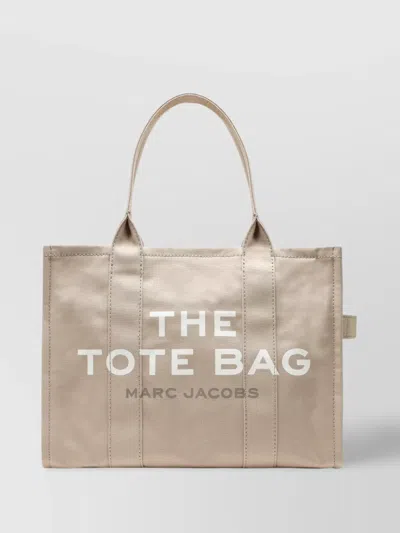 Marc Jacobs Rectangular Canvas Tote Bag With Top Handles In Neutral