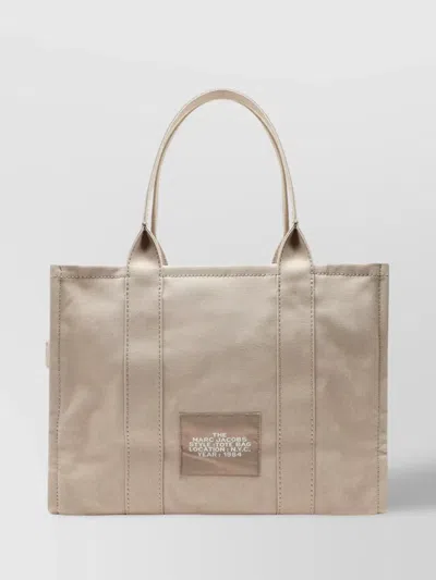 Marc Jacobs Rectangular Canvas Tote Bag With Top Handles In Neutral