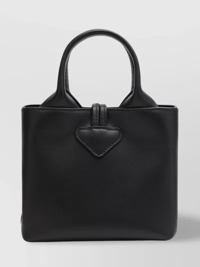 Longchamp Mini Structured Top Handle Bag With Detachable Strap In Black
