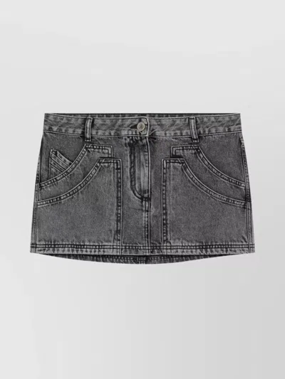 Attico Multi-pocket Denim Mini Skirt In Gray