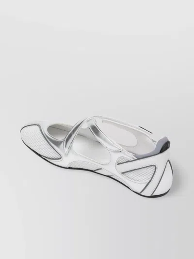 Attico Cross Strap Mesh Ballet Flats Round Toe In Multi