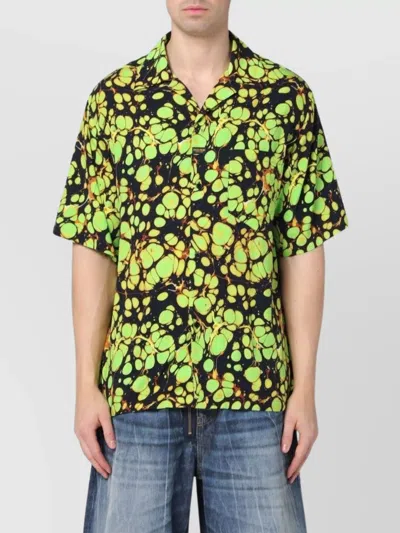 Martine Rose Green Bowling Shirt With Abstract Pattern In Green