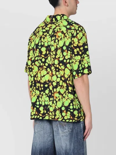 Martine Rose Green Bowling Shirt With Abstract Pattern In Green