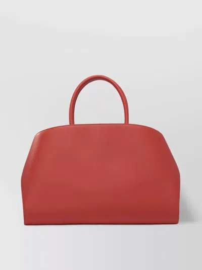 Ferragamo Structured Red Leather Shoulder Bag In Red