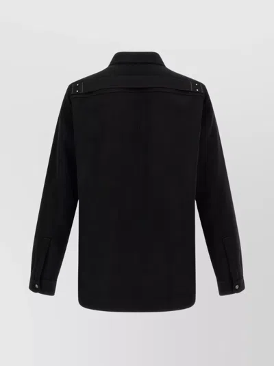 Rick Owens Black Wool Flannel Shirt In Black