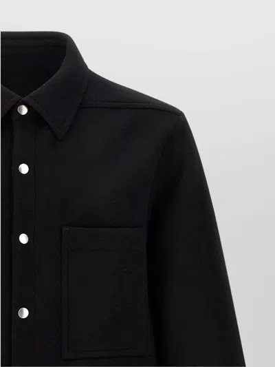 Rick Owens Black Wool Flannel Shirt In Black