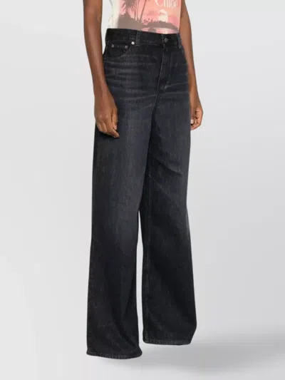 Chloé Chloe Loose Black Washed Jeans Women In Blue