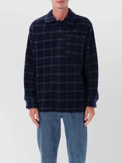 Apc A.p.c. A.p.c. Stanley Checked Wool Overshirt In Blue