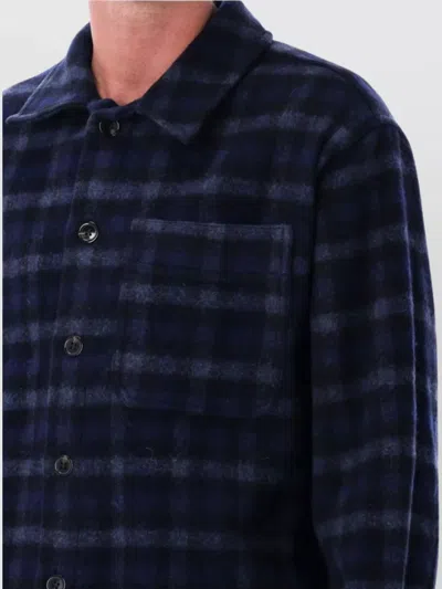 Apc A.p.c. A.p.c. Stanley Checked Wool Overshirt In Blue