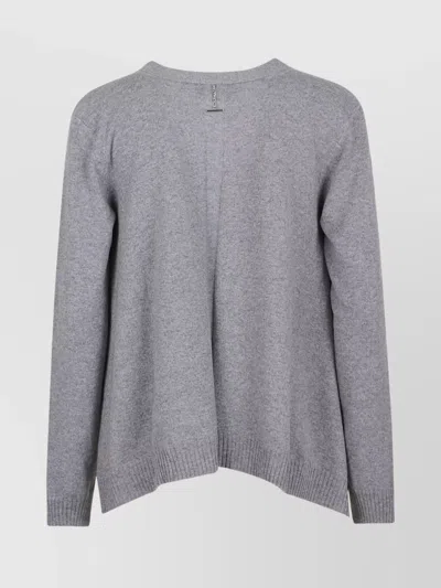 Alexander Mcqueen Vneck Cardigan With Volume And Ribbed Hem In Gray