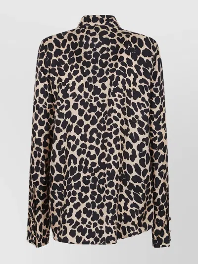 Balmain Leopard Print Jabot Collar Shirt In Animal Print