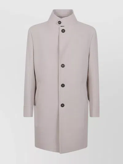 Eleventy Single-breasted Coat With Mandarin Collar And Button Closure In Nude