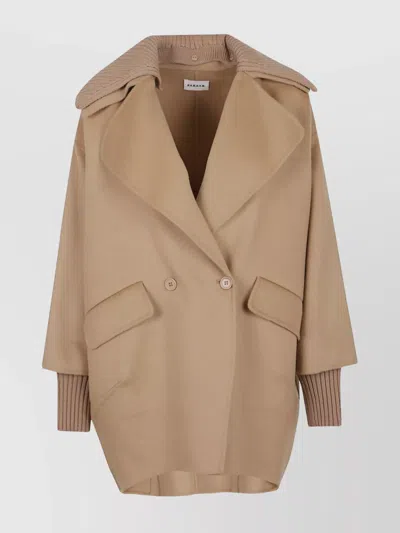 P.a.r.o.s.h Parosh Nude Wool Cape With Double-breasted Front In Neutral