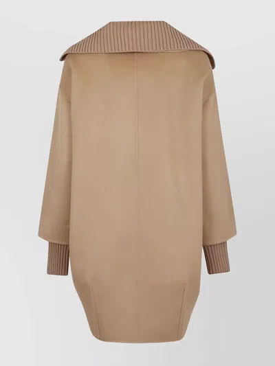 P.a.r.o.s.h Parosh Nude Wool Cape With Double-breasted Front In Neutral