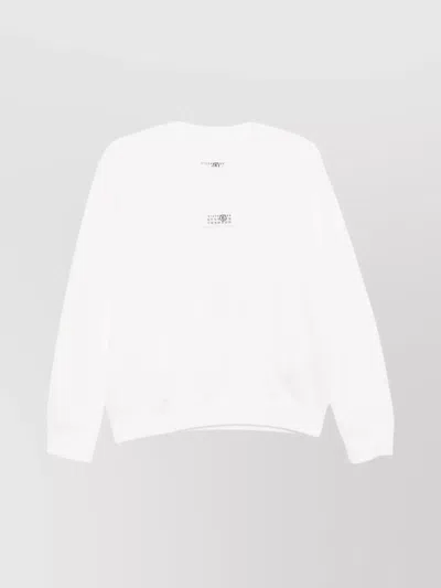 Mm6 Maison Margiela Numeric Signature Label Crewneck Sweatshirt In White