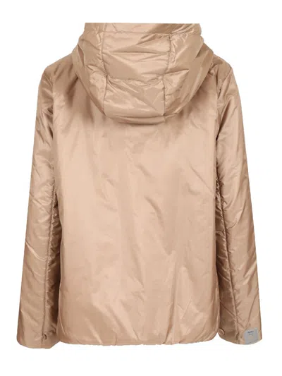 Max Mara The Cube Padded Jacket With Hood Coats Grey In Neutral