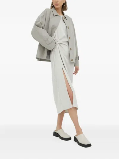 Bruuns Bazaar Twist-front Midi Dress In Gray