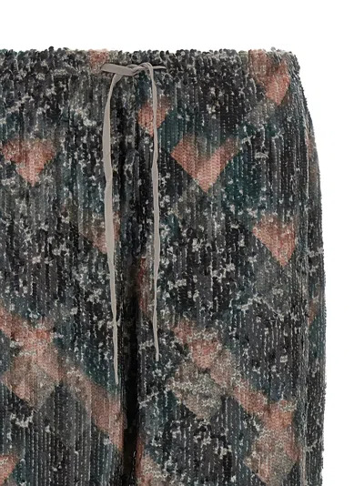 Dries Van Noten Waistband Pants Wide Leg Textured Fabric In Blue