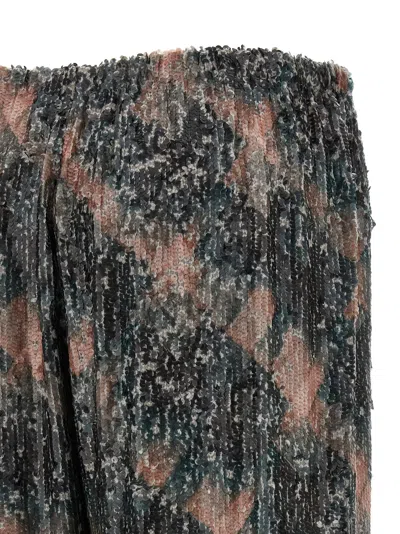 Dries Van Noten Waistband Pants Wide Leg Textured Fabric In Blue