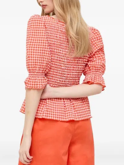 Notes Du Nord Gingham Smocked Top In Red