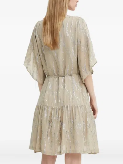 Bruuns Bazaar Odiabbparez Metallic-print Tiered Mini Dress In Neutral