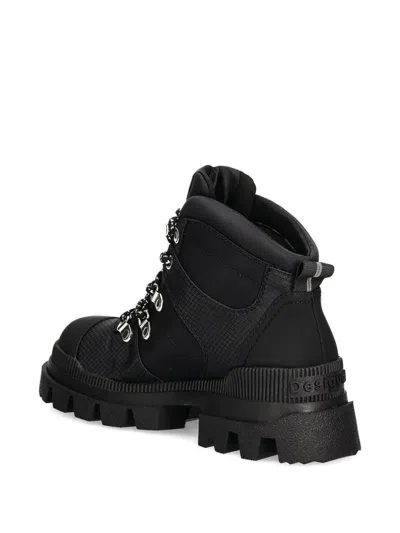 Desigual Lace-up Chunky Sole Track Boots In Black
