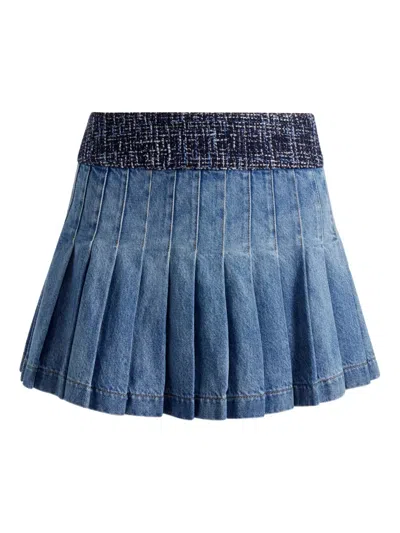 Alice And Olivia Mera Denim Mini Skirt In Celine Vintage In Blue
