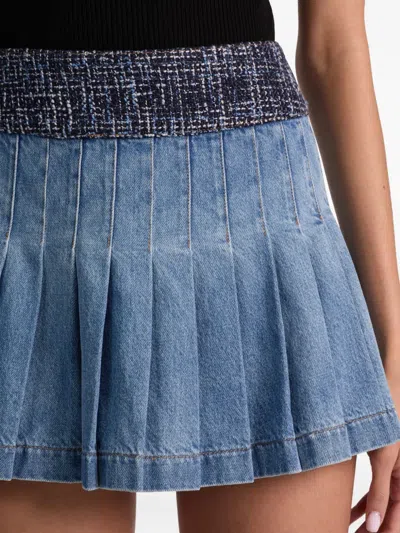 Alice And Olivia Mera Denim Mini Skirt In Celine Vintage In Blue
