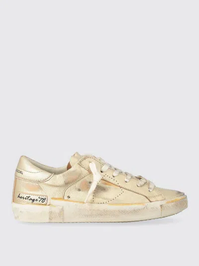Philippe Model Prsx Low Sneakers In Gold Leather In Multi