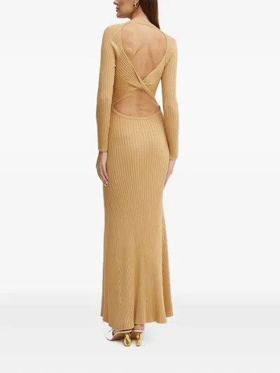 Bardot Amaro Long Sleeve Knit Dress In Soft Camel