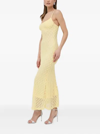 Bardot Adoni Floral Embroidered Mesh Slipdress In Yellow
