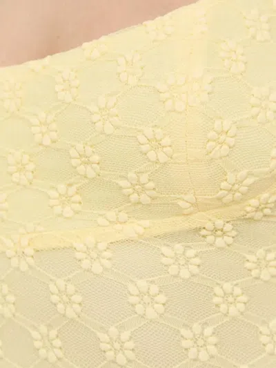 Bardot Adoni Floral Embroidered Mesh Slipdress In Yellow
