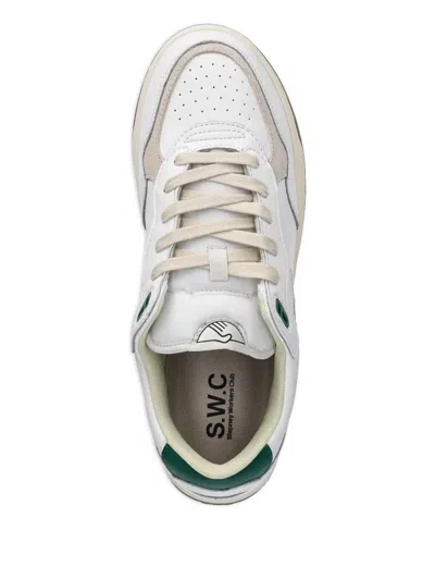 Stepney Workers Club Leather Panelled Sneakers In White