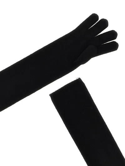 Max Mara Long Knitted Five Fingers Soft Gloves In Black