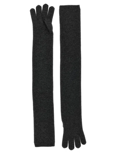 Max Mara Long Knitted Five Fingers Soft Gloves In Black