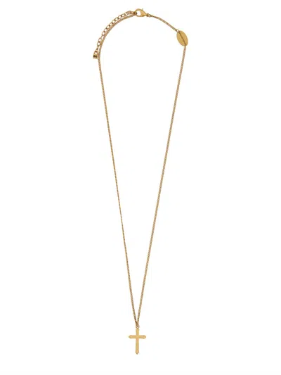 Dsquared2 Vintage Cross Necklace With Polished Finish And Adjustable Chain In Gold