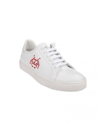 Shop Anya Hindmarch Tennis Shoe Space Invaders In Red In White