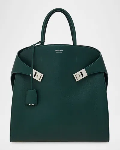 Ferragamo Hug Tote Bag In Green