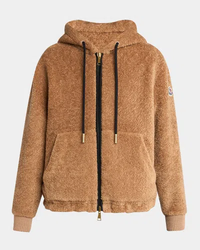 Moncler Reversible Jacket With Drawstring Hood And Logo Patch On The Sleeve In Brown