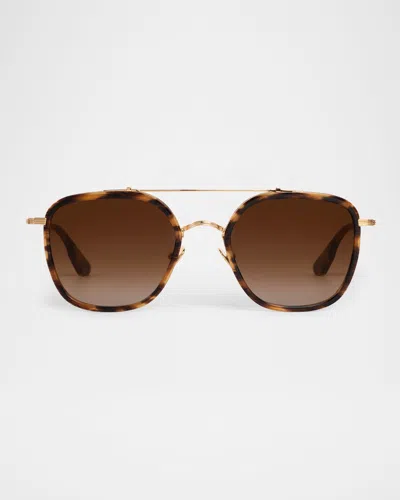 Krewe Austin Acetate & Titanium Aviator Sunglasses In Brown
