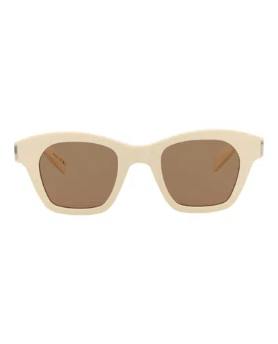 Pre-owned Saint Laurent Squareframe Recycled Acetate Sunglasses In Ivory Ivory Brown (sl592/30014072/004)