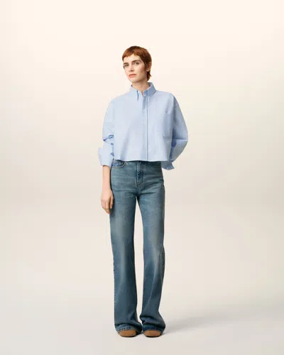 Ami Alexandre Mattiussi Blue Cotton Ami De Coeur Cropped Oversized Shirt Blue
