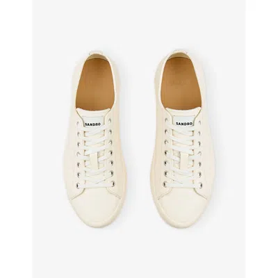 Sandro Low-top Split Leather Trainers In White