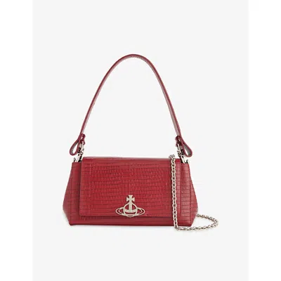 Vivienne Westwood Hazel Medium Red Embossed Croc Shoulder Bag In Red