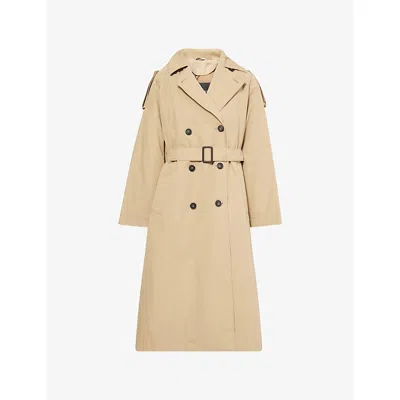 Weekend Max Mara Omens Beige Double-breasted Padded Woven Trench Coat In Neutral