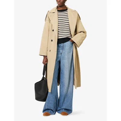 Weekend Max Mara Omens Beige Double-breasted Padded Woven Trench Coat In Neutral