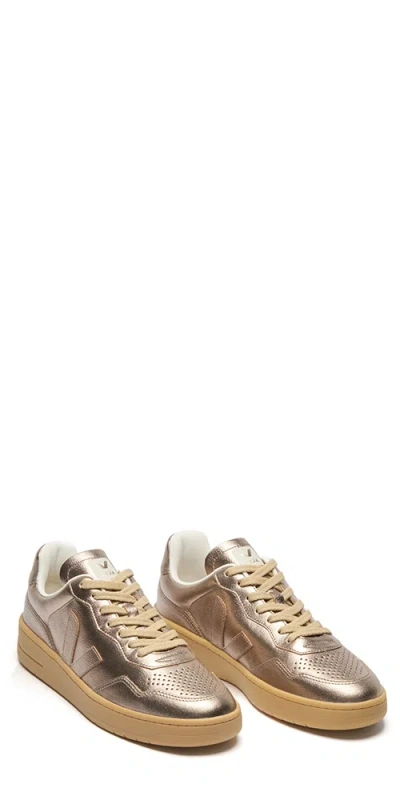Veja V-90 O.t. Leather Sneaker In Full Bronze In Silver