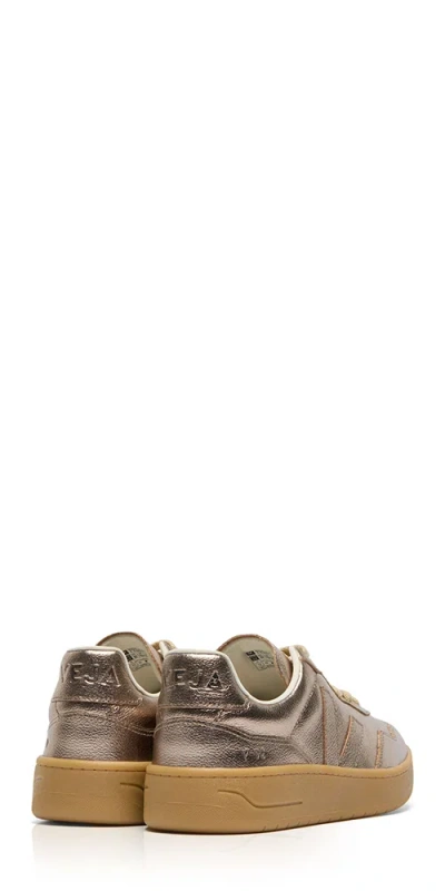 Veja V-90 O.t. Leather Sneaker In Full Bronze In Silver